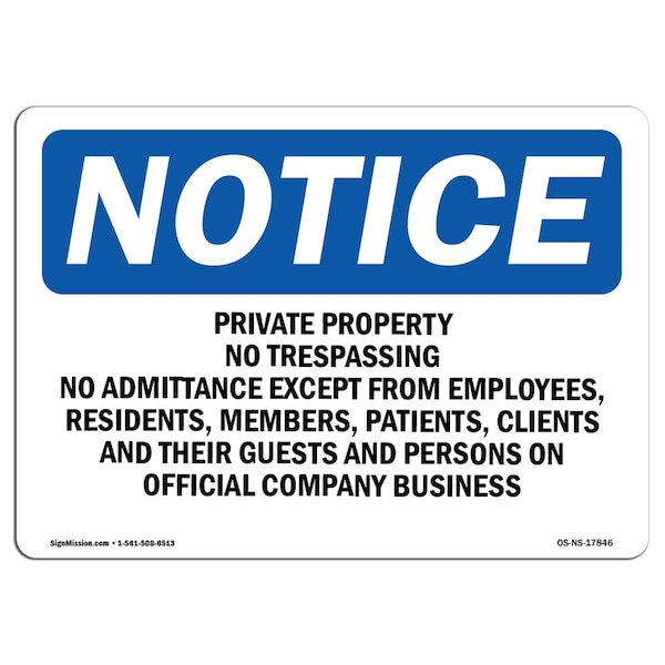 Sign, 3.5" H, 5" W, Private Property No Trespass Loitering Sign, Landscape, NS-D-35-L-17846-10PK